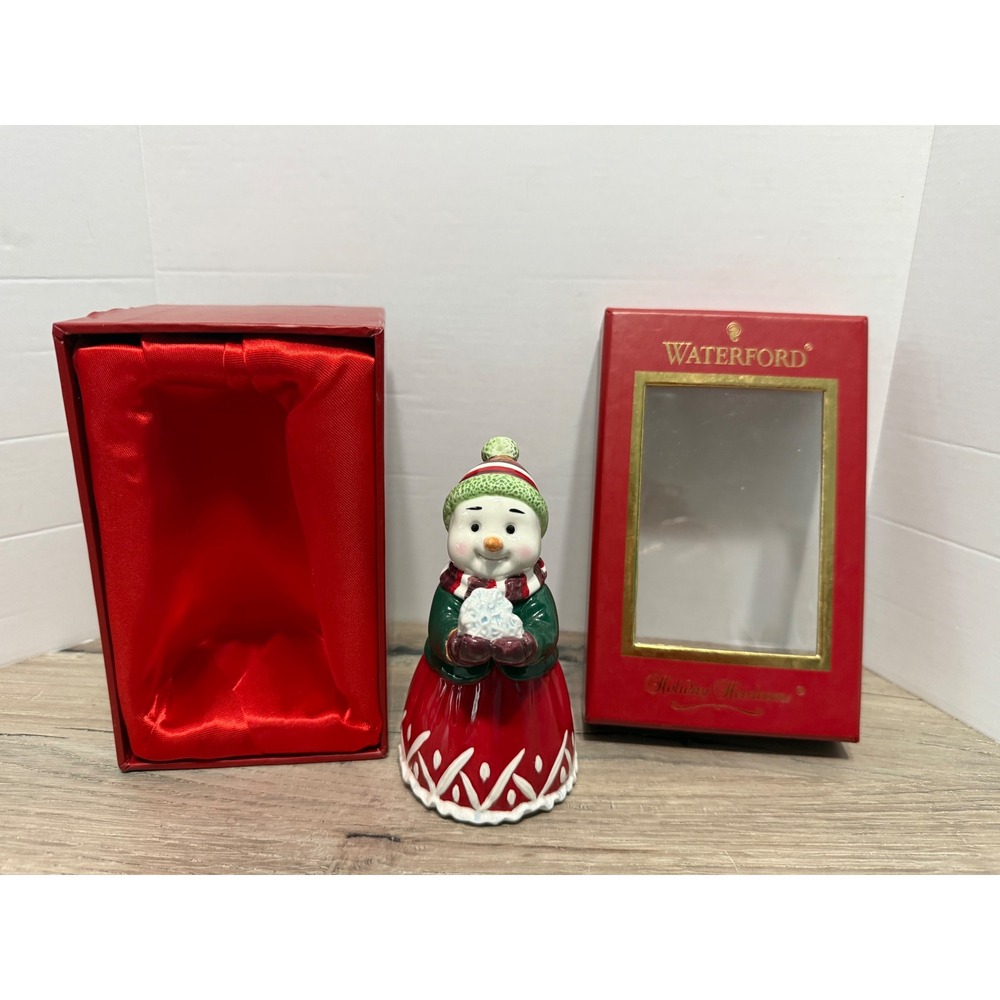 Waterford Holiday Heirlooms 2008 Snowlass Bell Dated Snowman Figurine with Box